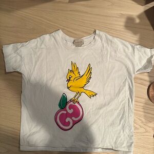 Gucci Tee with Yellow Bird and Pink Cherry Design